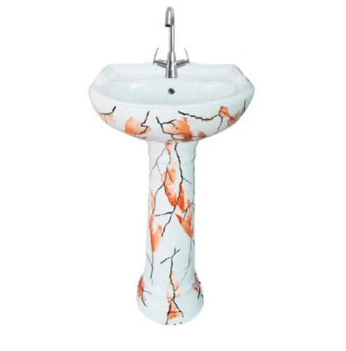 Multicolor Printed Ceramic Stargold Pedestal Basin Set