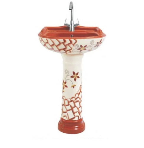 Red Brown Ceramic Stargold Pedestal Basin Set