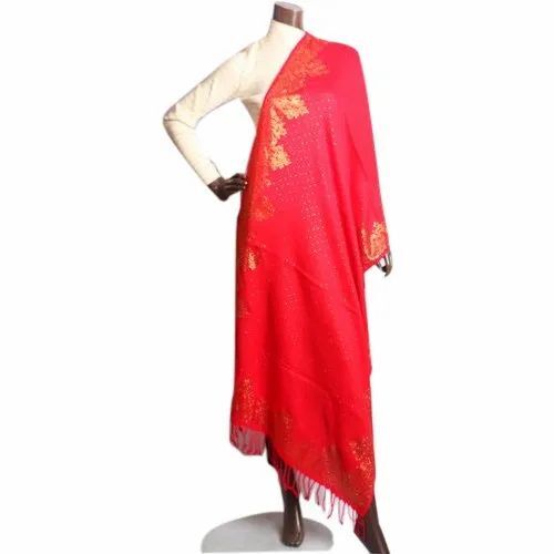Red Color Party Wear Woolen Stole