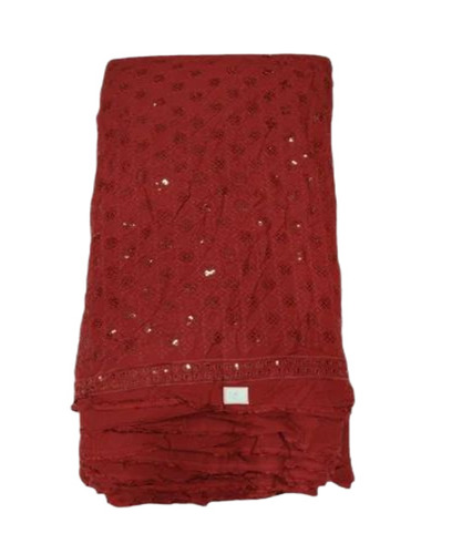 Red Embroidery Fabric - Rayon, 50 Inch, Multicolor | Lightweight, Quick Dry, Stain & Wrinkle Resistant Embroidered Texture