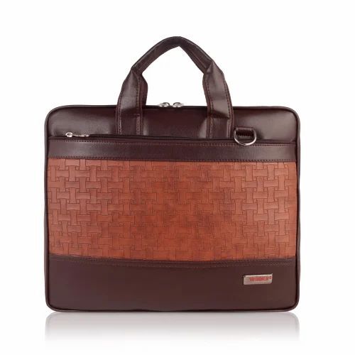 Leather Plain Office Bag - Color: Brown