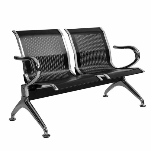 Black 2 Seater Stainless Steel Visitor Chair