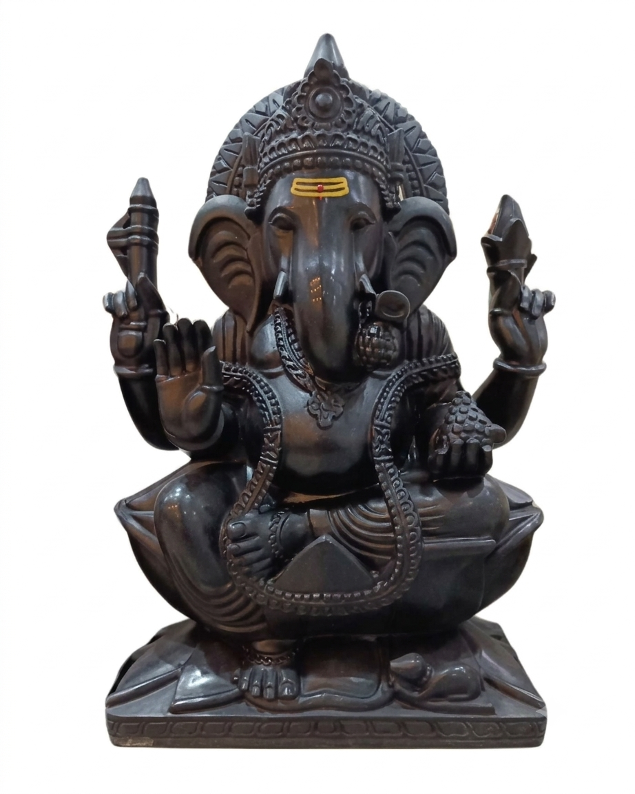 Black Makrana Marble Ganesh Statue