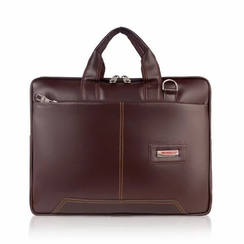 Brown Plain Leather Office Bag - Design: Customized