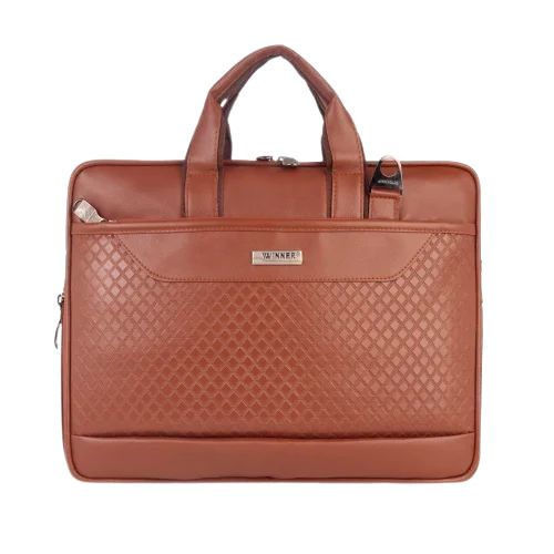 Designer Leather Office Bag - Color: Brown