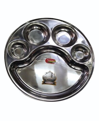 Ss 5 Compartment Round Plate