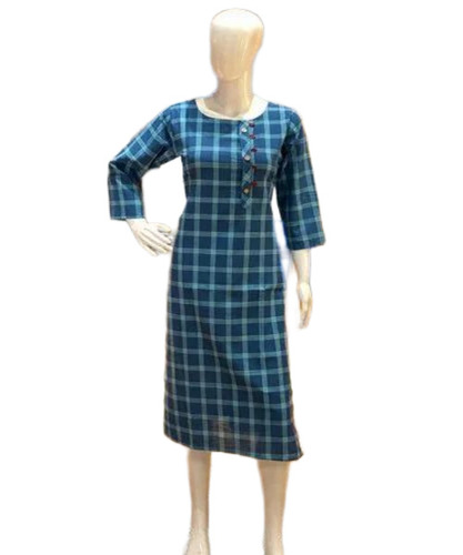 Check Printed Cotton Kurti