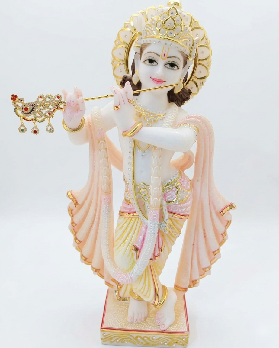 Krishna Ji White Marble Statue