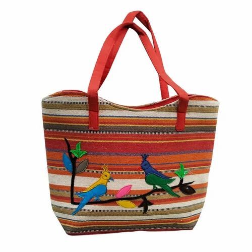 Ladies Embroidered Jute Hand Bag