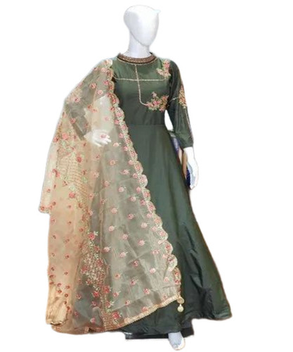 Ladies Fancy Embroidered Silk Gown