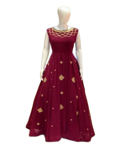 Ladies Party Wear Embroidered Gown