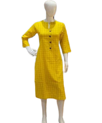 Ladies Yellow Cotton Kurti