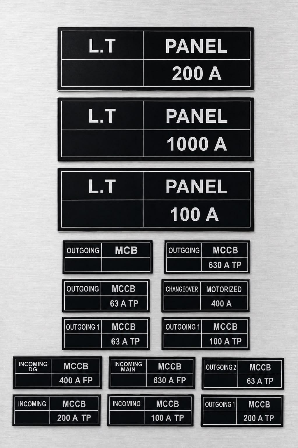 Lt Panel Name Plates - Color: As Per Customization
