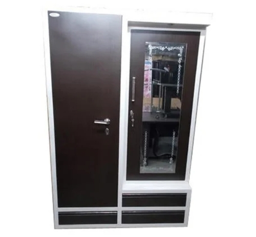 Mild Steel Mirror Almirah - Color: Gray