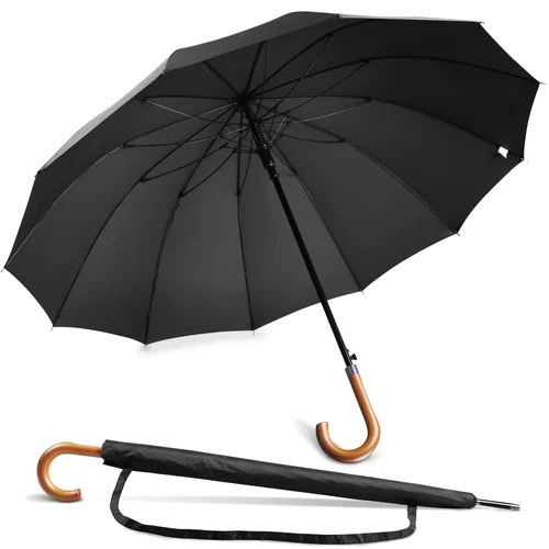 2 Fold Black Large Piping Promotional Umbrella
