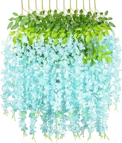 Sky Blue Artificial Wisteria Flower Stick Set