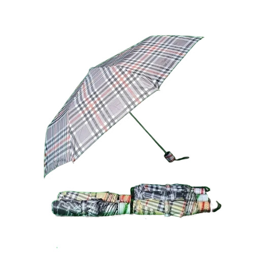 Three Fold Check Printed Umbrella