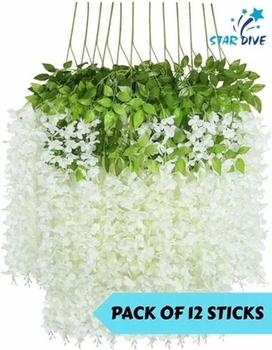White Artificial Wisteria Flower Stick Set