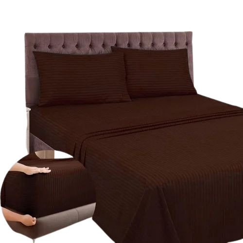 Brown Fitted Stripe Bedsheet