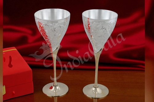 Elegant 8.5 Inch Silver Plated Brass Goblet Set