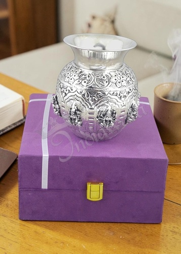 Exquisite 4.75 Inch Silver Plated Brass Lakshmi Pooja Lota