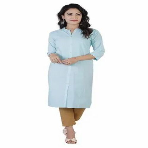 Ladies Sky Blue Cotton Kurti