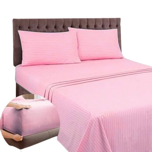 Pink Fitted Stripe Bedsheet
