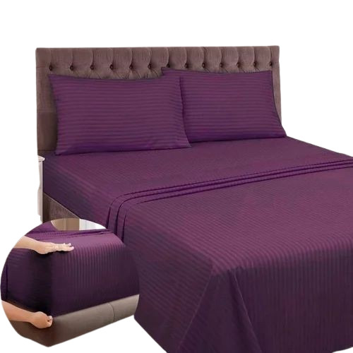 Purple Fitted Stripe Bedsheet