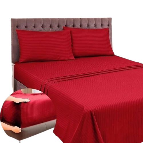 Red Fitted Stripe Bedsheet