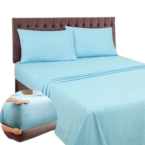 Sky Blue Fitted Stripe Bedsheet