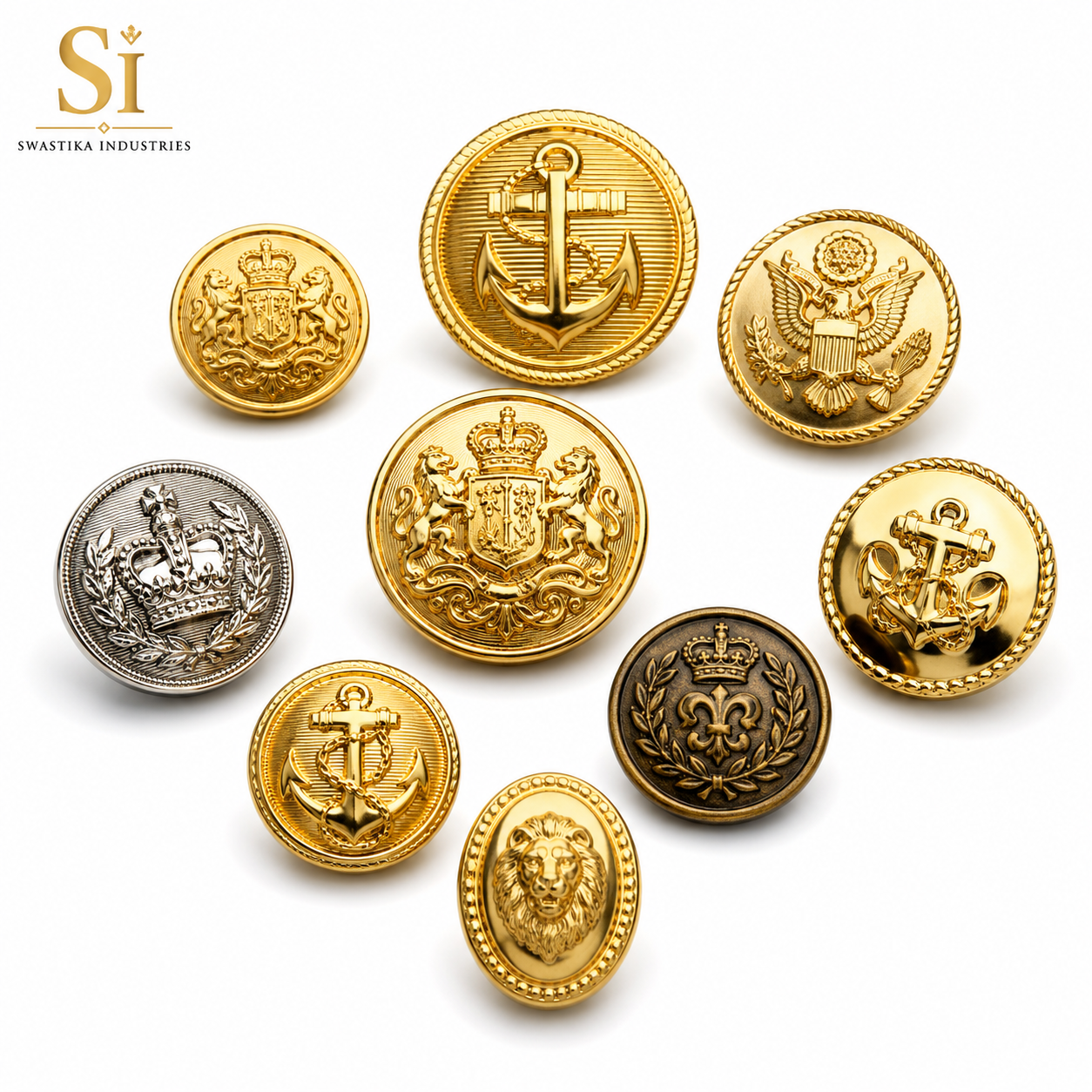 Custom Military Uniform Metal Buttons - Color: Customizable