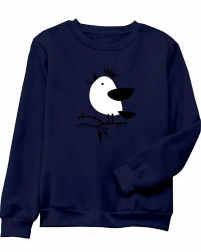 Women Navy Blue Color Cotton Full Sleeve T Shirt