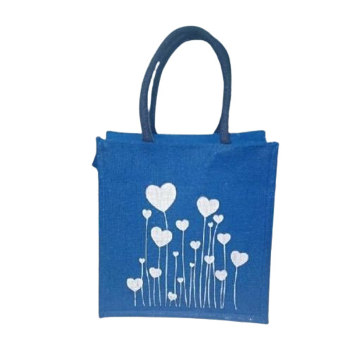 Blue Printed Jute Bag