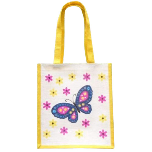 Butterfly Print Jute Bag