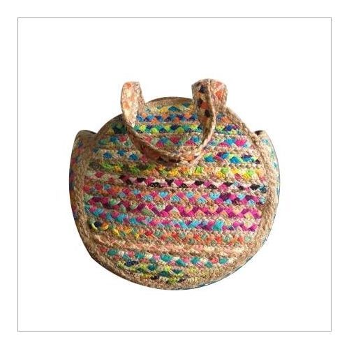 Round Cotton Chindi Jute Bag