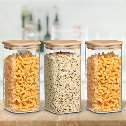600ml Square Glass Storage Jars