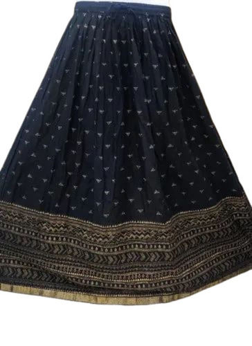 Black Printed Cotton Long Skirts