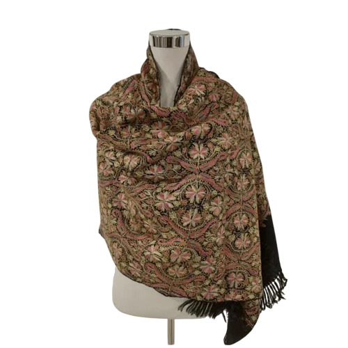 Dark Brown Kashmiri Pashmina Embroidered Shawl