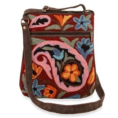Embroidered Suede Side Bag