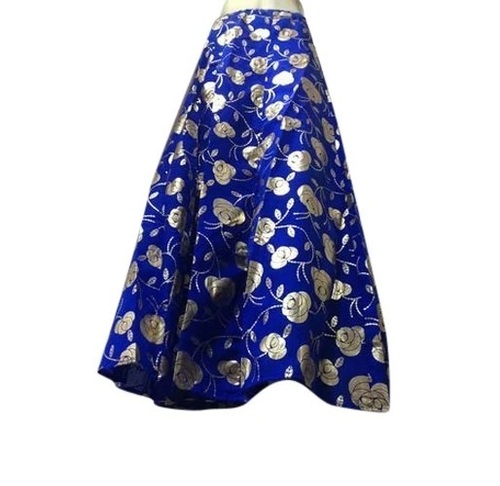 Ladies Long Skirts - Soft Breathable Fabric, Sizes S to XXXL, Blue Printed, Lightweight, Wrinkle Resistant