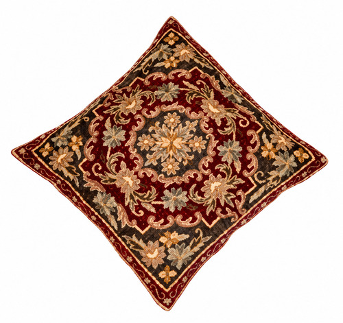 Maroon Crewel Embroidered Cushion Cover