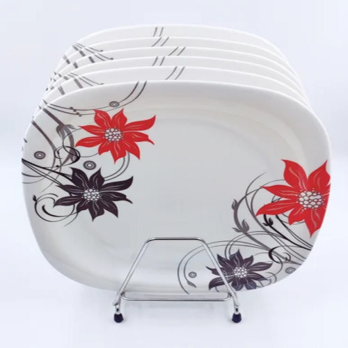 Melamine Black Rose Dinner Plate 11 Inch 6 Pcs
