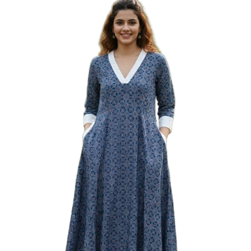 Ajrakh Handblock Cotton A Line Kurti