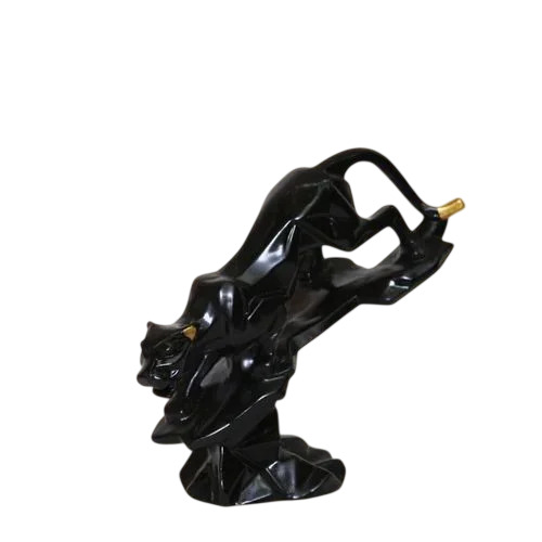 Handcrafted Black Resin Panther Decorative Statue