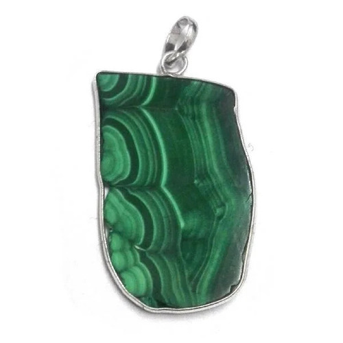 Malachite Gemstone Sterling Silver Plated Pendant