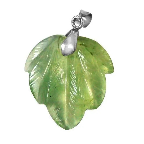 Prehnite Stone Leaf Pendant