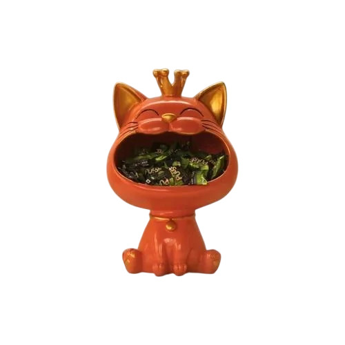 Resin Funny Cat Big Mouth Candy Storage Statue