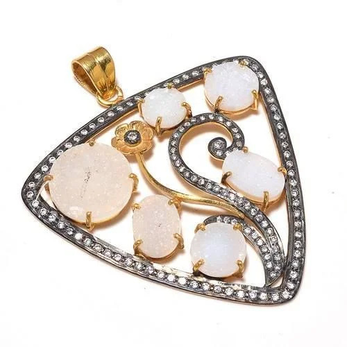 White Druzy Gemstone Pendant