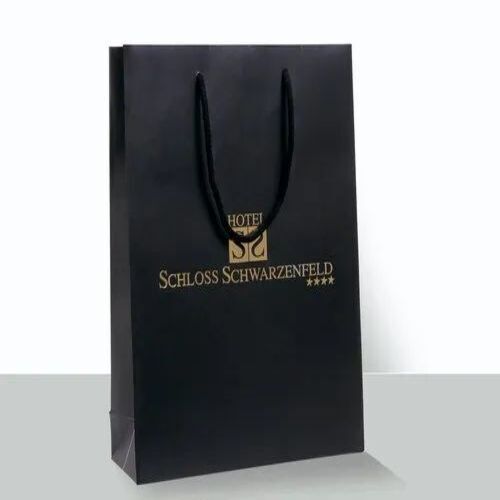 Black Printed Paper Carry Bag