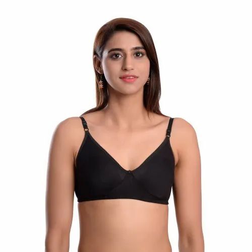 Women Black Color Plain Cotton Bra